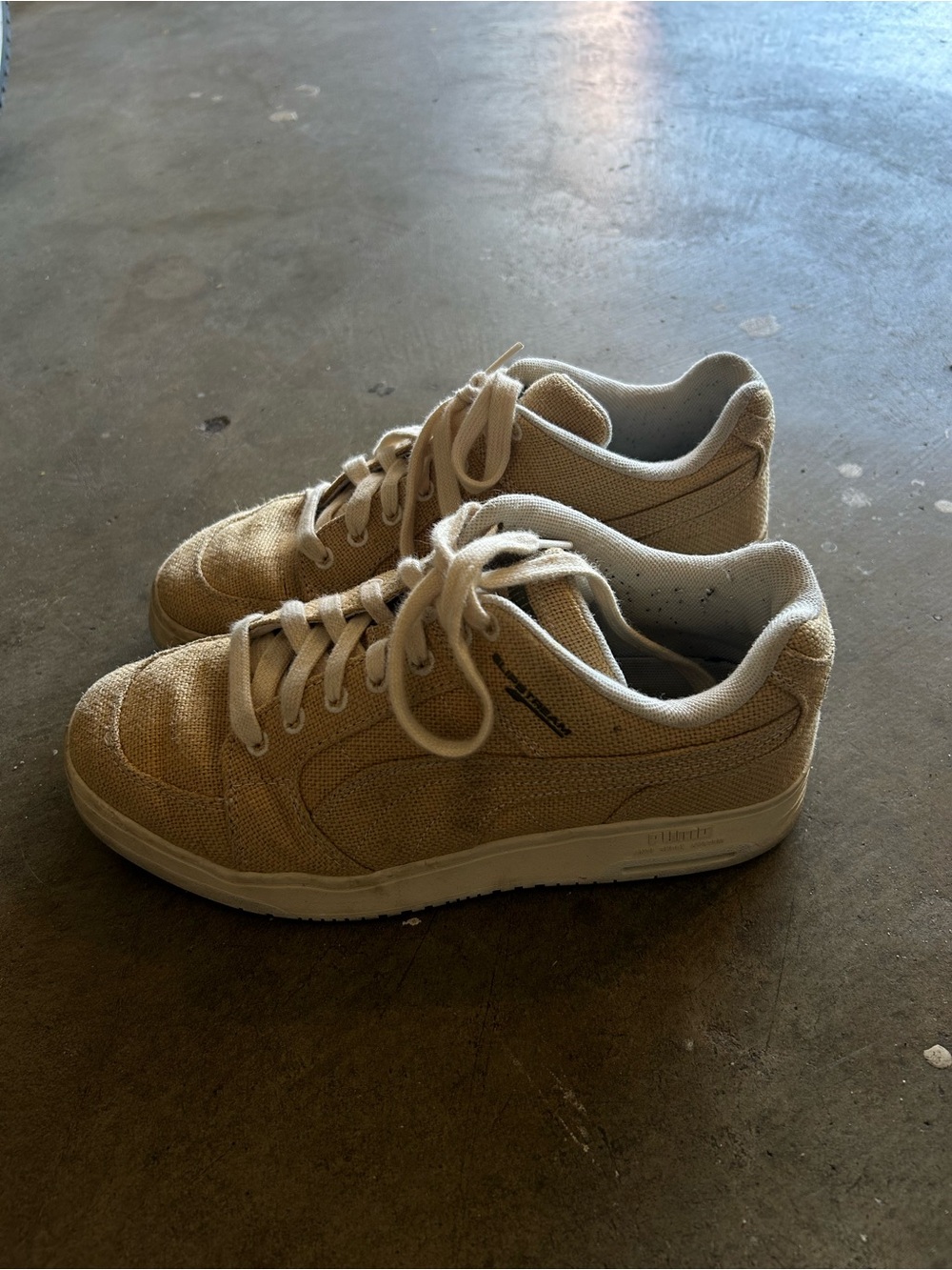 Puma Beige Canvas Low-Top Sneakers